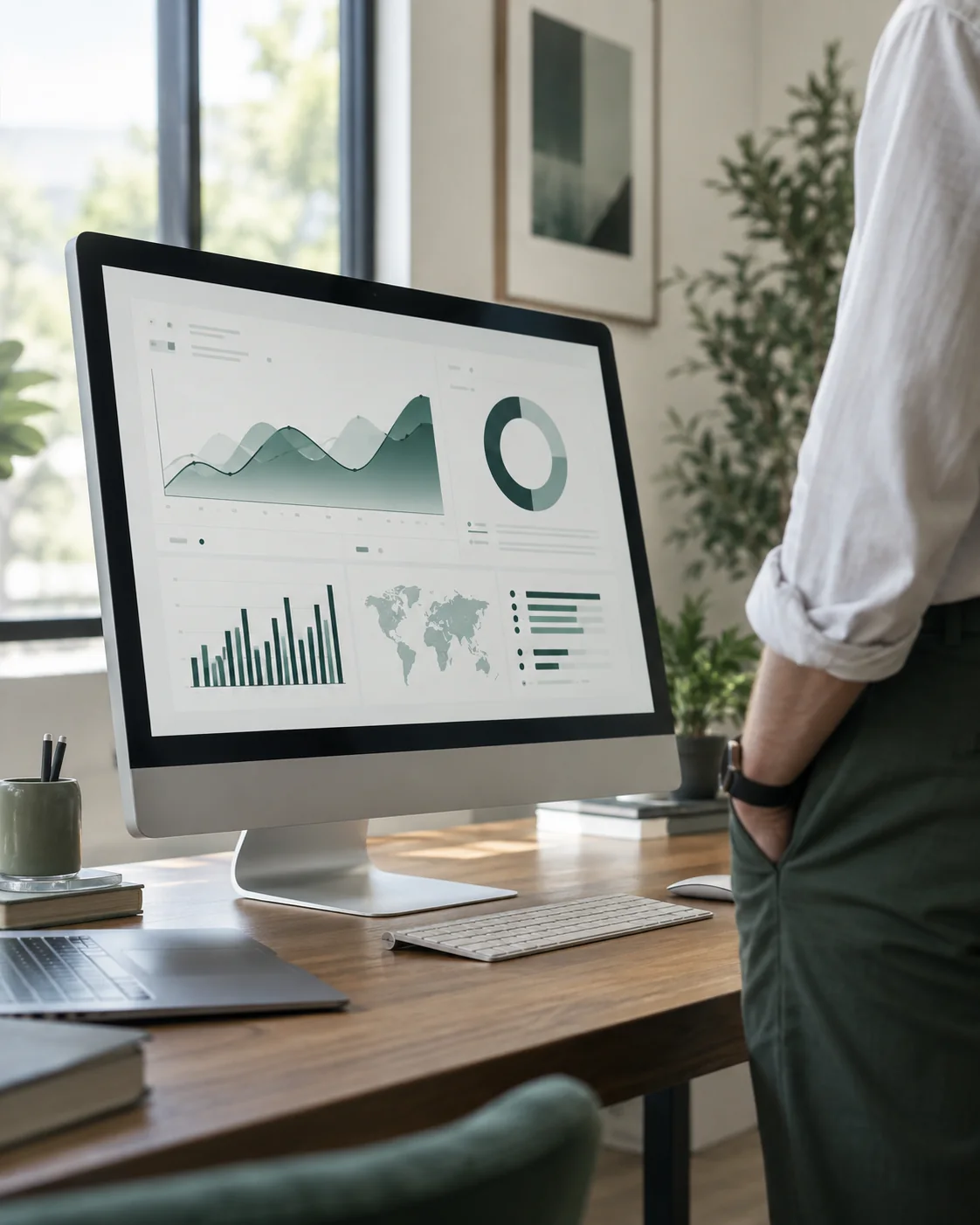 Data analysis and digital strategy in a workspace