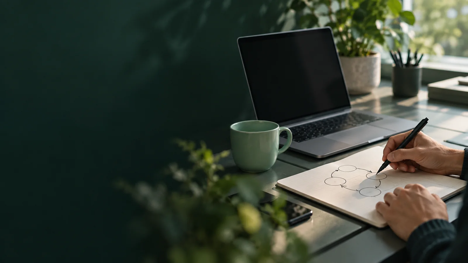 Workspace with a process diagram